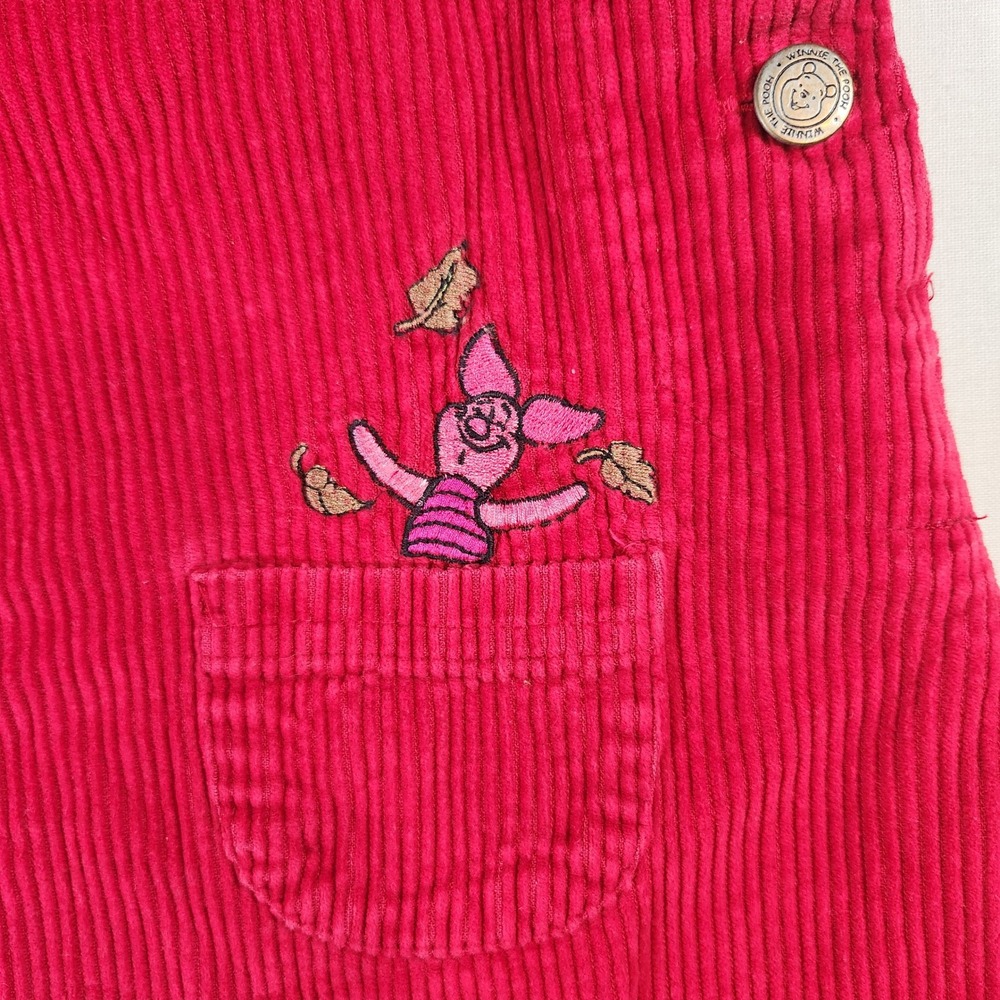 Disney Fall Winnie the Pooh Red Corduroy Jumper Dress Pooh & Piglet Toddler 3T - Picture 4 of 10